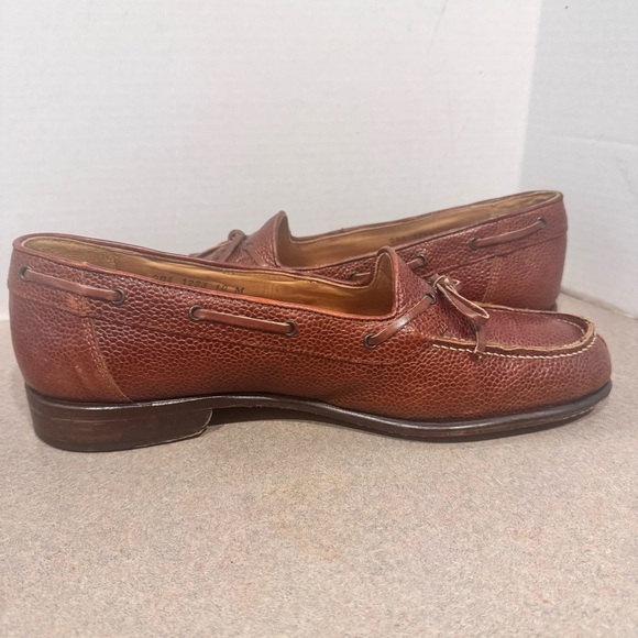 Zelli Men’s Pebbled Leather Cognac Size 10 Italian Loafers - Picture 6 of 9